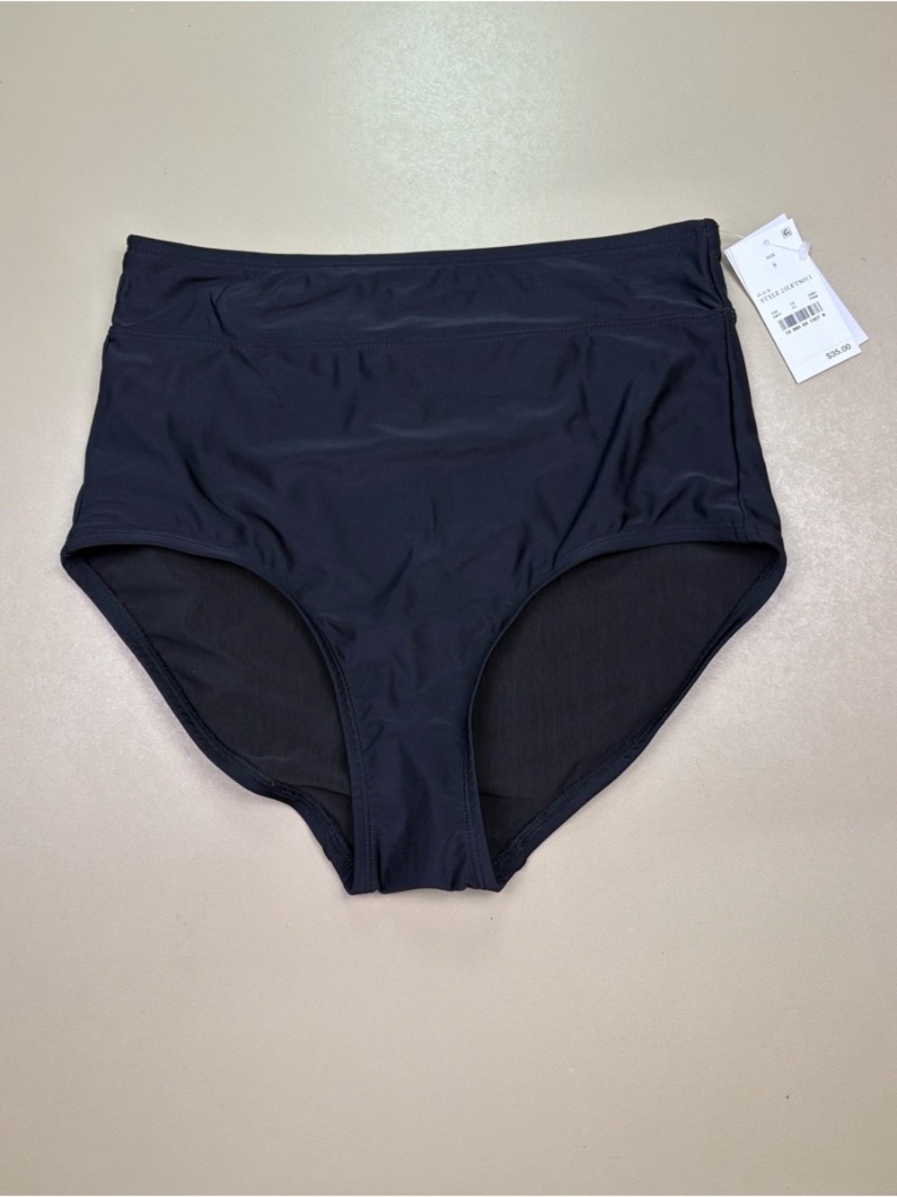 Lands End Black Swim Bottom Small High Waisted Full Coverage Bikini NWT
